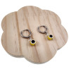 ∅16mm x 2mm Oorringen Dames - Gepolijst RVS - Oorbellen met Gele Turks Oog Hanger