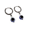 ∅16mm x 2mm Oorringen Dames - RVS Oorbellen met Blauw Turks oog Hanger