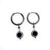 ∅16mm x 2mm Oorringen Dames - RVS Oorbellen met Blauw Turks oog Hanger