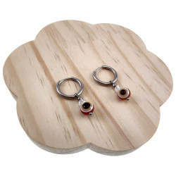 ∅16mm x 2mm Oorringen Dames RVS Oorbellen met Bruine Turks oog Hanger