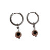 ∅16mm x 2mm Oorringen Dames RVS Oorbellen met Bruine Turks oog Hanger