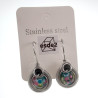 Dames RVS Druppelvormige Haakoorbellen - Turquoise Bloemen Muranoglas