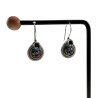 Dames RVS Druppelvormige Haakoorbellen - Turquoise Bloemen Muranoglas