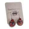 Dames RVS Druppelvormige Haakoorbellen - Rood Bloemen Muranoglas