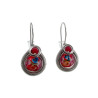 Dames RVS Druppelvormige Haakoorbellen - Rood Bloemen Muranoglas