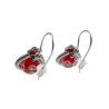 Dames RVS Druppelvormige Haakoorbellen - Rood Bloemen Muranoglas