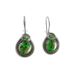 Dames RVS Druppelvormige Haakoorbellen met Groen Muranoglas