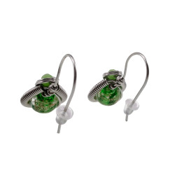 Dames RVS Druppelvormige Haakoorbellen met Groen Muranoglas