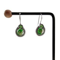 Dames RVS Druppelvormige Haakoorbellen met Groen Muranoglas