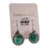 Dames RVS Druppelvormige Haakoorbellen met Turquoisegroene Muranoglas