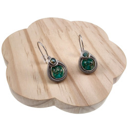 Dames RVS Druppelvormige Haakoorbellen met Turquoisegroene Muranoglas