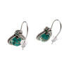 Dames RVS Druppelvormige Haakoorbellen met Turquoisegroene Muranoglas