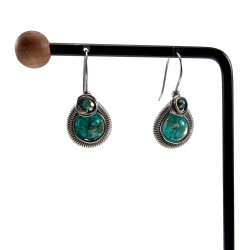 Dames RVS Druppelvormige Haakoorbellen met Turquoisegroene Muranoglas