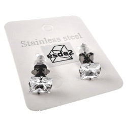 8mm Vierkante Zirkonia Oorknopjes Unisex - RVS -  Zirkonia Oorbellen