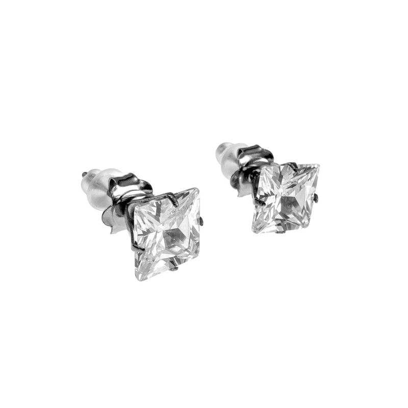 8mm Vierkante Zirkonia Oorknopjes Unisex - RVS - Zirkonia Oorbellen 8mm Vierkante Zirkonia Oorknopjes Unisex - RVS - Zirkonia Oorbellen