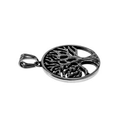 28mm Levensboom Hanger Unisex - Gepolijst RVS - Medaillon met Levensboom