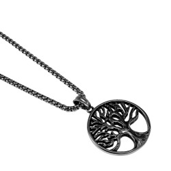 60cm x 3mm Jasseron-Ketting + ∅28mm Levensboom Hanger Unisex - RVS