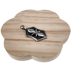 45mm Schild Hanger Heren - Gepolijst RVS - Schild Hanger met Leliebloem
