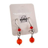 40mm Hartjes Oorhangers Dames - RVS - Lange Oorbellen - Haakoorbellen met Oranje-Rode Kattenoogsteen - Handgemaakt