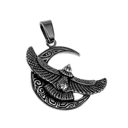 49mm Gepolijst RVS - Halve Maan Hanger met Adelaar Dames - Heren
