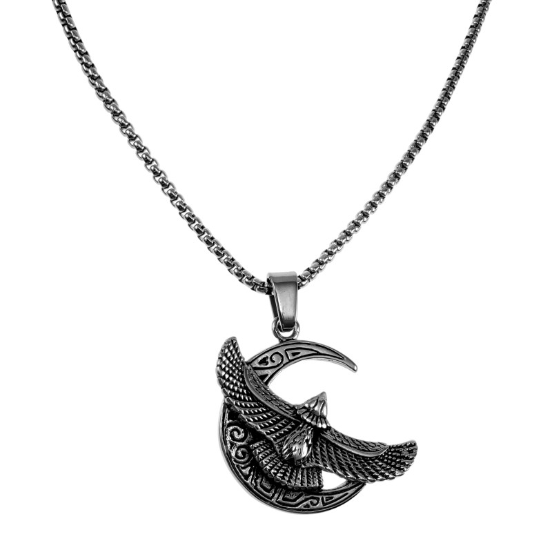 60cm x 3mm RVS Jasseron-Ketting + 49mm Havik Arend Hanger Unisex 60cm x 3mm RVS Jasseron-Ketting + 49mm Havik Arend Hanger Unisex