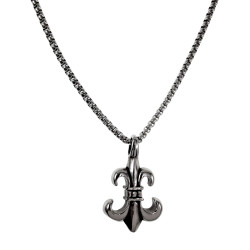 38mm Leliebloem Hanger Heren - Gepolijst RVS - Fleur de Lis Hanger