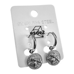 ∅16mm x 2mm Oorringen Dames - RVS - Oorbellen met Beschermengel Hanger