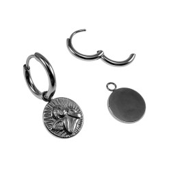 ∅16mm x 2mm Oorringen Dames - RVS - Oorbellen met Beschermengel Hanger