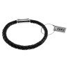 RVS en Echt Leer Zwarte Leren Armband - Ronde Gevlochten Armband Unisex