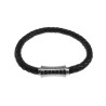 RVS en Echt Leer Zwarte Leren Armband - Ronde Gevlochten Armband Unisex