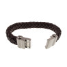 18cm Leren Armband Heren - Donkerbruin Leer Armband - Brede Gevlochten Armband - RVS Magneetsluiting