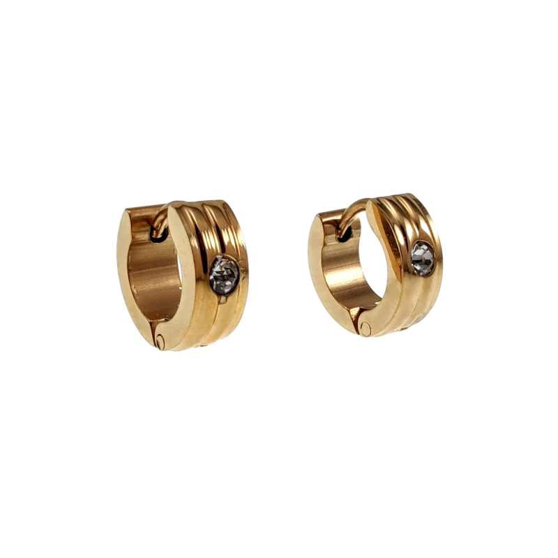 ∅10mm x 4mm Mini Oorringen met Zirkoniasteen Unisex - Verguld RVS ∅10mm x 4mm Mini Oorringen met Zirkoniasteen Unisex - Verguld RVS