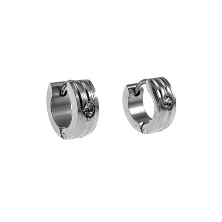 ∅10mm x 4mm Mini Oorringen met Zirkoniasteen Unisex - Gepolijst RVS