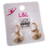 Roségold Plating - 22mm lange Oorrbellen met Turkse Oog Hanger