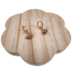 Roségold Plating - 22mm lange Oorrbellen met Turkse Oog Hanger