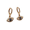 Roségold Plating - 22mm lange Oorrbellen met Turkse Oog Hanger