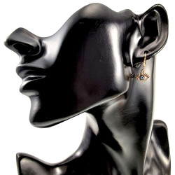 Roségold Plating - 22mm lange Oorrbellen met Turkse Oog Hanger