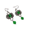 54mm Langer Orbellen Dames - RVS - Byzantijnse Haakoorbellen met Groene Kattenoogstenen - Boheems en Elegant - Handgemaakt