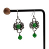 54mm Langer Orbellen Dames - RVS - Byzantijnse Haakoorbellen met Groene Kattenoogstenen - Boheems en Elegant - Handgemaakt