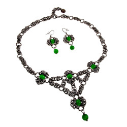 54mm Langer Orbellen Dames - RVS - Byzantijnse Haakoorbellen met Groene Kattenoogstenen - Boheems en Elegant - Handgemaakt