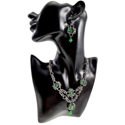 Dames RVS Byzantinischer Choker met Groene Kattenoogstenen Handgemaakt