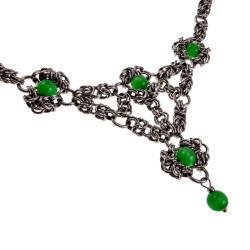 Dames RVS Byzantinischer Choker met Groene Kattenoogstenen Handgemaakt