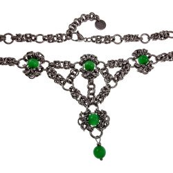 Dames RVS Byzantinischer Choker met Groene Kattenoogstenen Handgemaakt