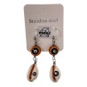 Dames RVS Haakoorbellen met Bruine Schelp Versierd met Zwart Turkse Oog