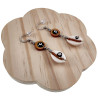 Dames RVS Haakoorbellen met Bruine Schelp Versierd met Zwart Turkse Oog