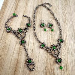 Dames RVS Byzantinischer Choker met Groene Kattenoogstenen Handgemaakt