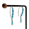 55mm Grote Haakoorbellen met Turquoise Kristallen - RVS - Handgemaakt