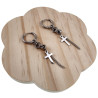 ∅16mm Oorringen Unisex - RVS - Oorbellen met Kruis- en Kettingdetail - 60mm Lange Oorbellen - Industriële Touch - Handgemaakt
