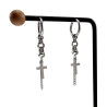 ∅16mm Oorringen Unisex - RVS - Oorbellen met Kruis- en Kettingdetail - 60mm Lange Oorbellen - Industriële Touch - Handgemaakt