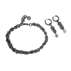 ∅15mm x 2,5mm Oorringen Unisex - RVS - 45mm Lange Oorbellen Hangende Ster - Handgemaakt